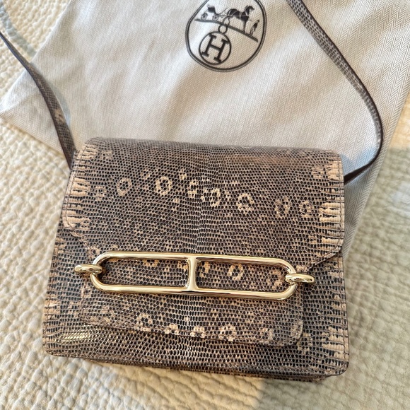 HERMÈS Mini Sac Roulis Ombre Lizard Salvatore Gold Hardware NWT - Picture 1 of 11